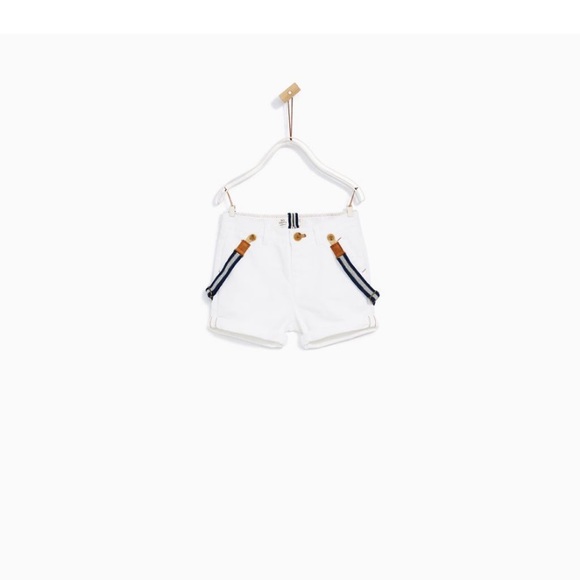 baby boy white shorts with suspenders